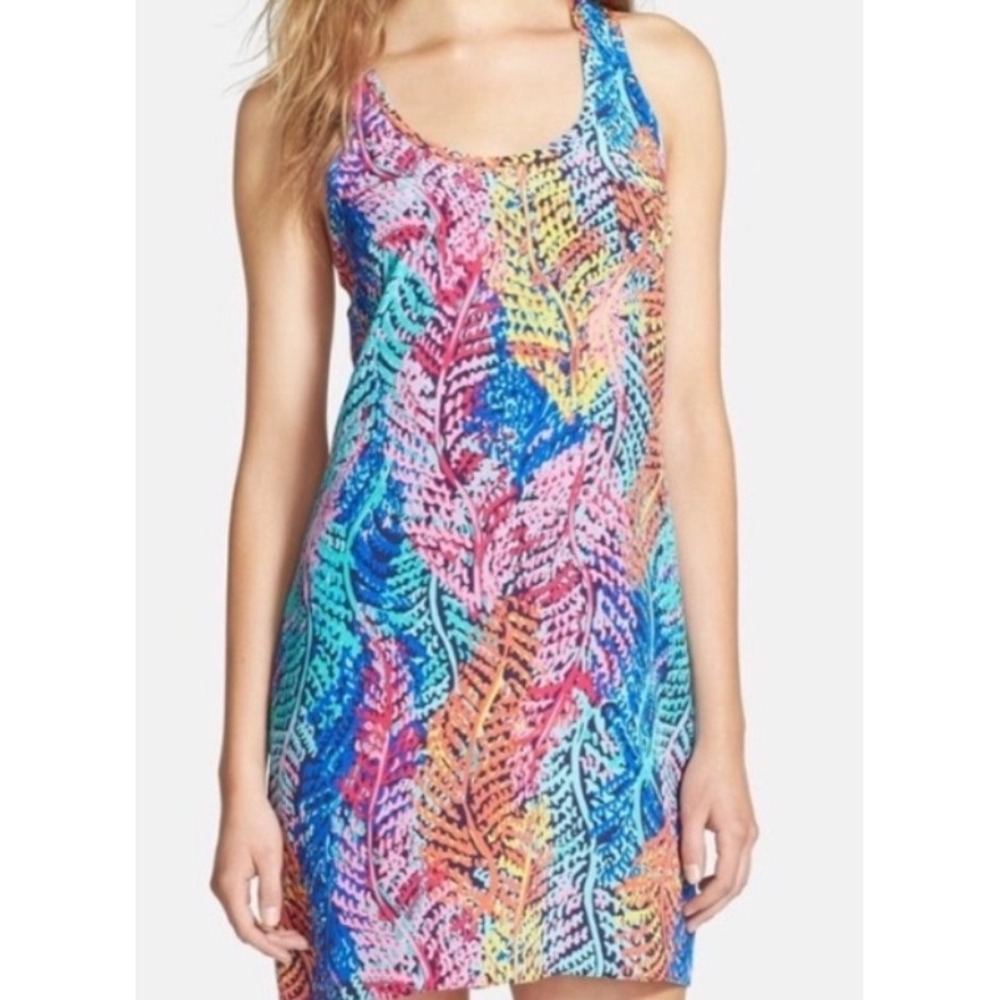 Lilly Pulitzer Womens XXS Racerback Shift Dress Tropical Leaf Print‎ Multicolor